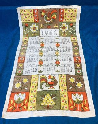 Vintage Linen 1966 Calendar Towel