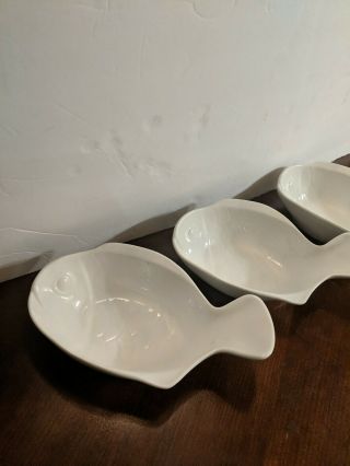 Vintage Dansk Ceramic Fish Serving Bowls Set White