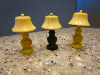 Vintage Ideal Renwal Doll House Toy Furniture 3 Table Lamps