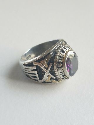 Vintage Sterling Silver Amethyst Us Army Military Police " Mp " Men 