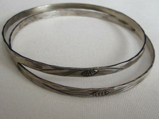 2 Vintage Sterling Silver Bangle Bracelets