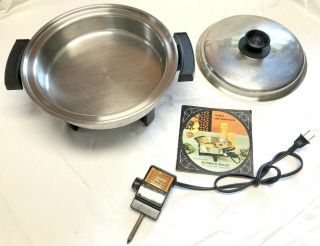 West Bend 11 " 17884 Electric Skillet Stainless Steel Cookware Vintage Recipes