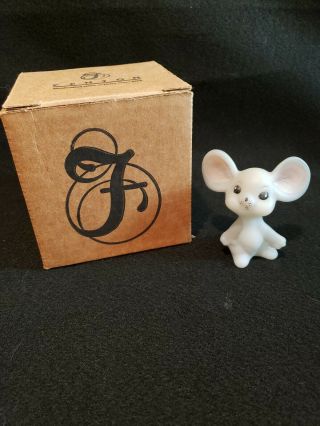Fenton Vintage Natural Series Gray Opal Sanded Mouse - Signed Mib