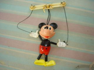 Vintage Walt Disney Production Plastic Mickey Mouse Marionette String Puppet Toy
