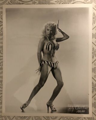 Burlesque Superstar Lilly Christine 1950s Vintage Pin - Up Photograph Sexy Bikini