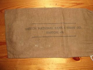 Vintage " Easton National Bank & Trust Co.  Easton,  Pa " Canvas Money Bag.  Look//