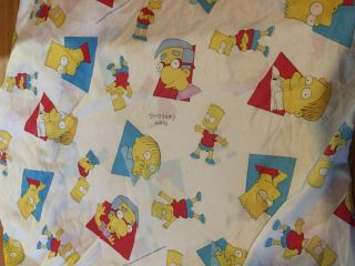 Vintage 2000 The Simpsons Twin Size Fitted Bed Sheet Fabric Bedding Bart Homer