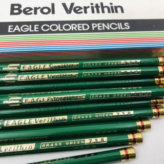 Vintage Eagle Colored Pencils Grass Green Dozen 738 Berol Verithin Usa Made