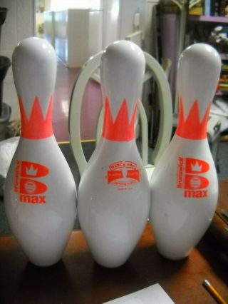 3 Vintage 15 " Brunswick Max Bowling Pin Glow Crown Wibc Abc Approved