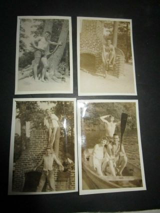 4 Vintage 1952 Photos Of Sailors At Play Shirtless In Bathing Suits Showing Off
