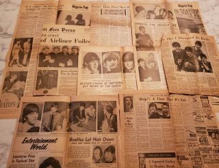 " The Beatles " (8) Vintage 1965 " The Detroit News " Newspaper Articles