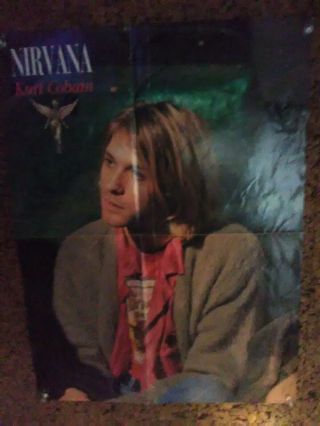 Vintage Kurt Cobain Double Sided Pin Up Poster Circa 1995