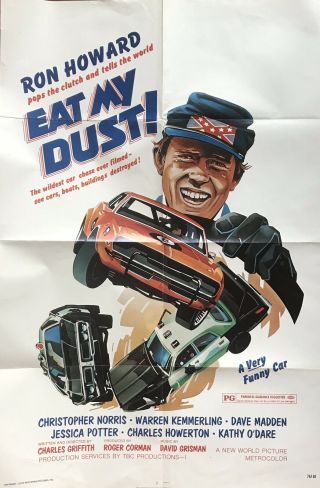 Vintage 1976 Eat My Dust Movie Poster Muscle Car Ron Howard Comedy