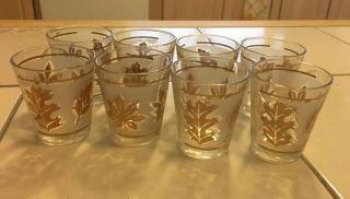 Vintage Shot Glasses Set Of 8,  with Gold And Cream Color Leaves 2