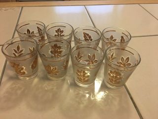 Vintage Shot Glasses Set Of 8,  with Gold And Cream Color Leaves 3