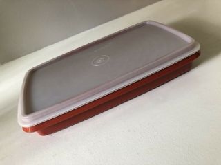 Tupperware Deli Lunch Meat Keeper 816 - 15 Container Vintage Paprika 9x5 Sheer