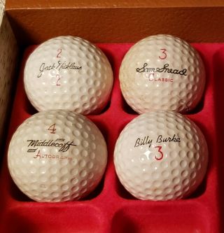 4 Vintage Golf Balls - Jack Nicklaus/sam Snead/billy Burke/cary Middlecoff Sigs.