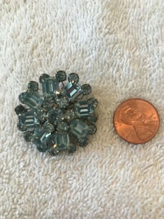Vintage Rhinestone Costume Jewelry Brooch/pin.  Blue Color.  From 1950 