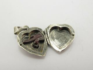 Vintage Sterling Silver 925 Love Heart Locket Pendant 4