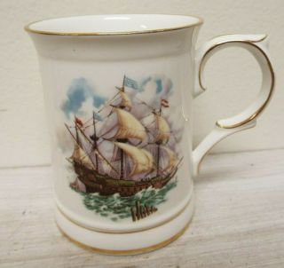 Vintage Royal Windsor Ship Sailboat Fine Bone China Mug Cup Stein England
