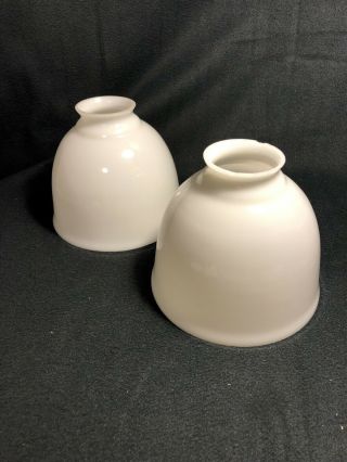 Pair Vintage White Milk Glass Bell Lamp Light Shades 2 " Fitter