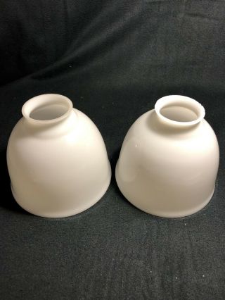 PAIR Vintage White Milk Glass Bell Lamp Light Shades 2 