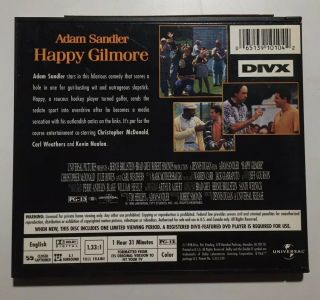 Happy Gilmore Divx Movie Disc Adam Sandler Rare Format Vtg Vintage 1998 2