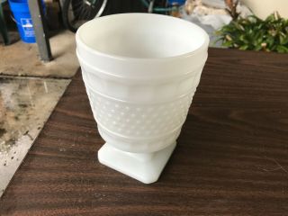 Vintage Napco HOBNAIL Milk Glass Vase Footed Planter Candy Dish 1180 2