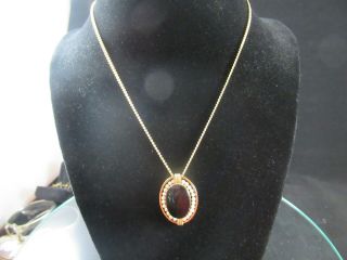 Vintage Van Dell 1/20 12k Gold Filled Gf Onyx Seed Pearl Necklace16 "