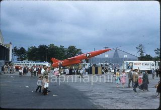 Us Navy Chance Vought Regulus Ii Missile Ssm - M - 9 & Bus Vintage 1959 Slide Photo