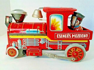 Vintage Collectible Csengos Mozdony Hungarian Tin Train Locomotive Toy 1988