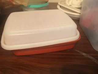 Vtg.  Tupperware Season Serve Large Paprika Red Meat Marinade Container 1294 - 7