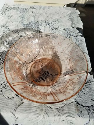 Vintage Pink Depression Large 10  Bowl Sharon Cabbage Rose Federal Glass