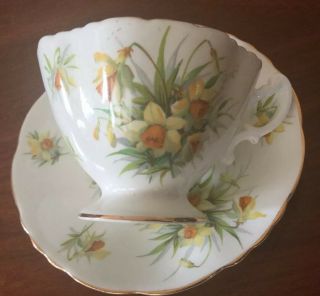 Hammersley Bone china teacup and saucer Vintage England daffodils,  english tea 4