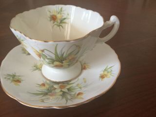 Hammersley Bone china teacup and saucer Vintage England daffodils,  english tea 5