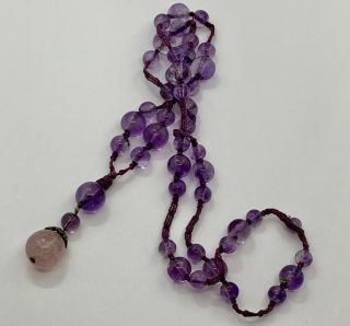 Vintage Chinese Amethyst Bead Necklace
