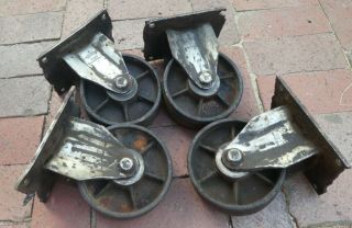 4 Vintage Industrial Bassick 598 5 " Casters 8 Pounds Each Steampunk