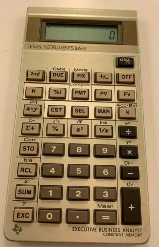 Vintage Texas Instruments Ba Ii Business Analyst Calculator
