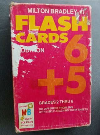 Milton Bradley 1963 Vintage Addition Flash Cards Complete Set Of 100 Probs.  4451