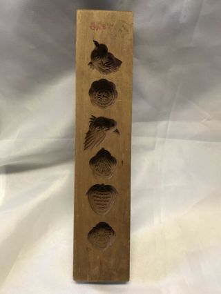 Vintage Hand Carved Wooden Mold Birds Cookie Candy Butter Stamp