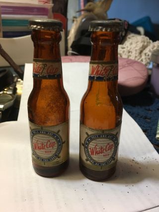 Vintage White Cap Beer Salt & Pepper Shakers Two Rivers Wisconsin