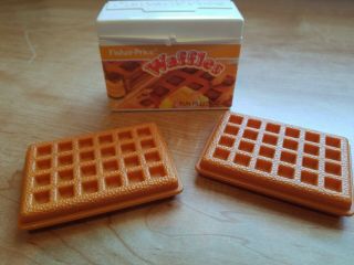 Vtg Vintage Fisher Price Fun With Play Food Waffles Box Set Pretend Kitchen