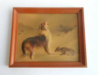 Vintage 1940 ' s Print SHEPHERDS CALL The Collie & Lamb protrude out from flatness 5