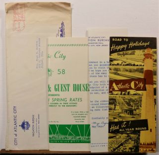 1958 Atlantic City Jersey Vintage Travel Brochure Map Set Envelope B