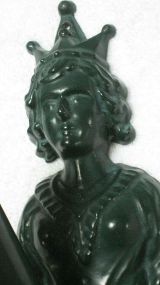 Vtg Heavy Cast Iron Deco Nouveau Figural Crowned Lady Torso Flag Pole Holder