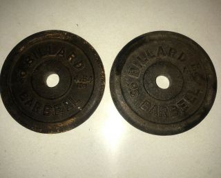 Billard Barbell 10 Lb Weight Plates Pair Standard 1 " Hole Vintage