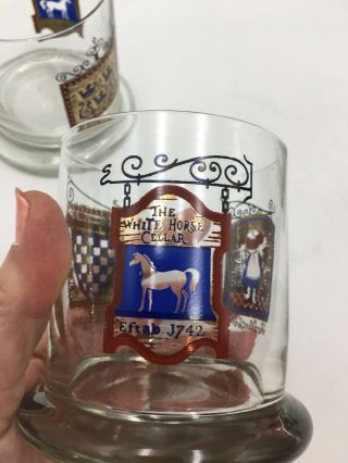 Vintage Set of 3 THE WHITE HORSE CELLAR And Other Taverns Whiskey Glasses 4