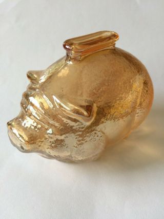 Carnival Glass Piggy Bank Marigold Depression Vintage 1940 - 50 