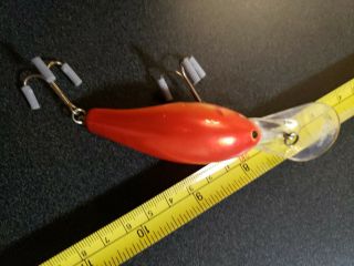 VINTAGE BAGLEY DIVING B - 3 FISHING LURE ORANGE/RED CHROME 4