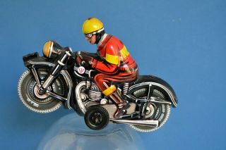 Vintage Jw Litho Friction Black Motorcycle Tin Toy 60’s,  West Germany 6 " X 4 "